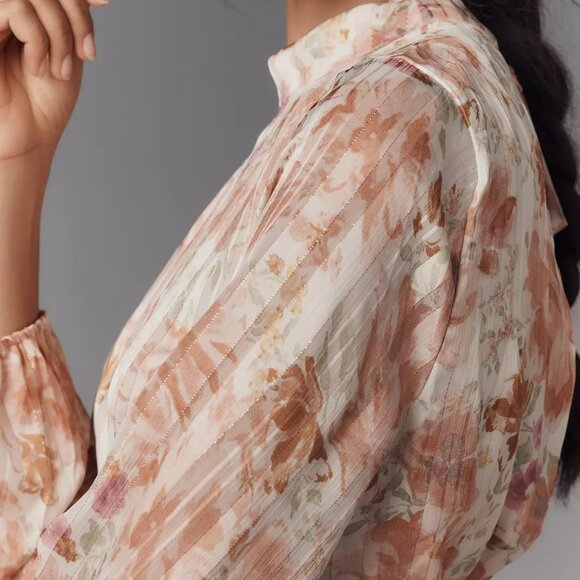 Endless Rose Water Color Floral Open Back Long Sleeve Romper - Small - Picture 2 of 5